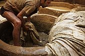 Washing newly arrived skins, the tanneries, Fes, Morocco