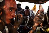 Gerewol festival, Niger. Young men preparing for the traditional dance ritual.