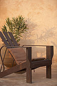 Terrace detail, Riad Larrousa, traditional Moroccan riad, Fes, Morocco. Property released.