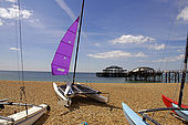Brighton beach and the remains of the old West Pier (recently destroyed in a storm)