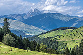 France, Hautes Pyrénées, Col d'Aspin (1489 mètres) entre la Vallée d'Aure et la Vallée de Campan,  vue sur le Pic du Midi de Bigorre