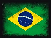 Brazil Flag design composition of exploding powder and paint, isolated on a black background for copy space. Colorful abstract dust particles explosion. World cup 2022 football symbol for printing