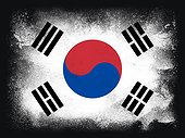South Korea Republic Flag design composition of exploding powder and paint, isolated on a black background for copy space. World cup 2022 football symbol, abstract design for printing