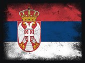 Serbia Flag design composition of exploding powder and paint, isolated on a black background for copy space. Colorful abstract dust particles explosion. World cup 2022 football symbol for printing