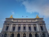Opera Garnier Palais of Paris, France. National Music Academy facade view
