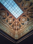 Ceiling architectural details of the Salon Carre inside Louvre museum, Paris, France