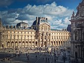 Louvre Museum territory, Paris, France. The famous palace building outside site view