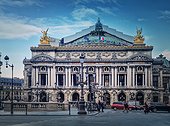 Opera Garnier Palais of Paris, France. National Music Academy facade with the view from the street