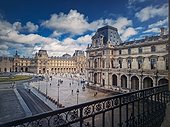 Louvre Museum territory, Paris, France. The famous palace building outside site view