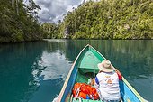 A small canoe trip with local guide Martin Marcuse, Gam Island, Raja Ampat, Indonesia, Southeast Asia, Asia
