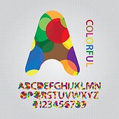 Colorful Overlap Circle Alphabet and Nmbers Vector