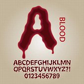 Red Blood Alphabet and Numbers Vector