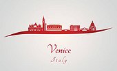 Venice skyline in red
