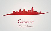 Cincinnati skyline in red