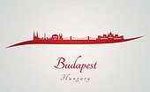 Budapest skyline in red
