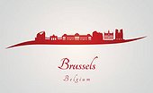 Brussels skyline in red