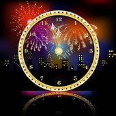 Golden clock for new year
