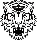 vector stylized black and white tiger face