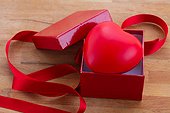 red heart in box for valentines day
