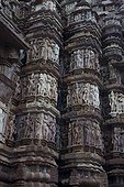 Detail of carving on a temple in Khajuraho, Madhya Pradesh, India.