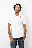 Man wearing orange awareness ribbon