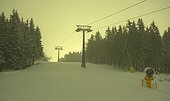 Empty ski slope at night