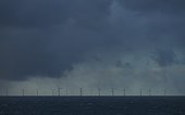 Storm clouds over Greater Gabbard offshore wind farm, UK