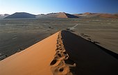 Namibia - Namib Naukluft park - Famous dune n¡45 located between Sossusvlei and Sesriem - View from top of the dune.