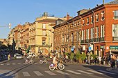 France, Toulouse, Pink City, cityscape, low sun, City center