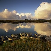 Clouds reflected in still lake