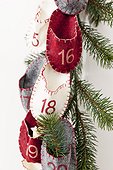 Advent calendar hanging from wall