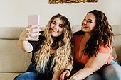 Friends taking a selfie on phone