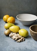 Citrus fruits with ginger root