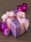 Christmas gift wrapped in purple