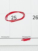 Calendar marked for Christmas Day