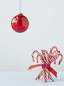 Candy canes and ornaments