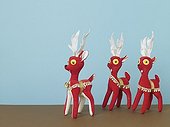 Herd of red reindeer