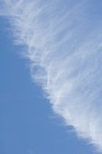 Wispy cloud in blue sky