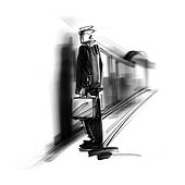 Man waiting for subway train