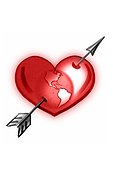 Earth inside of heart and arrow