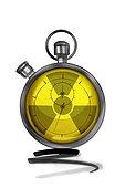 Stopwatch with radiation warning symbol