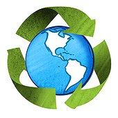 Recycling symbol enveloping planet earth