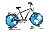 Bicycle with globes as wheels