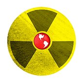 Radiation warning sysmbol with earth at its center