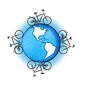 Bicycles cycling globe