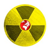 Radiation warning sysmbol with earth at its center