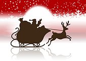 Silhouette of Santa Claus's sleigh and reindeer
