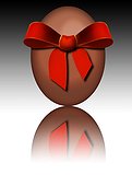 Chocolate Easter egg wrapped in red bow