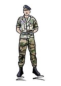 Illustration of a soldier dressed in camouflage