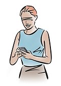 Illustration of woman using cell phone